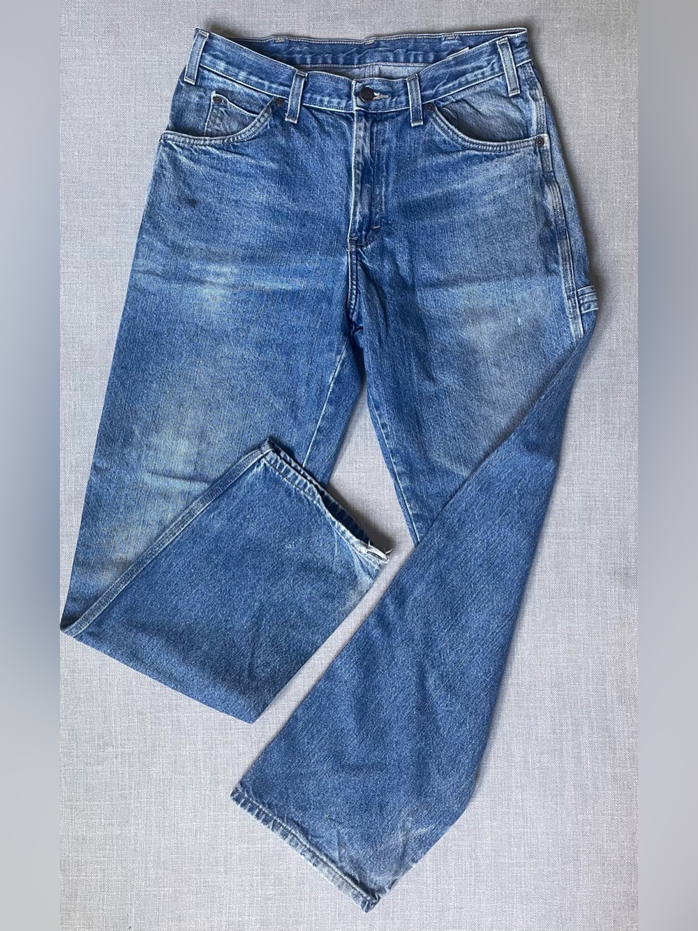 Dickies Perfectly Distressed & Faded Blue Relaxed Heavyweight Carpenter Jeans